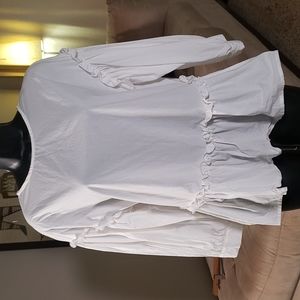 White cotton peplum top